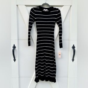 🔥Closet Clearout!🔥 Nanette Lepore Black & White Stripes Knit Sweater Dress